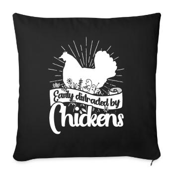Poulet Coq Poulet Agriculteur Poule Volaille Coq - Housse de coussin décorative 45 x 45 cm - noir - Devant