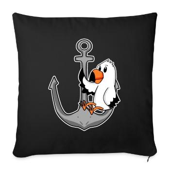 Ancre et mouette - Housse de coussin décorative 45 x 45 cm - noir - Devant