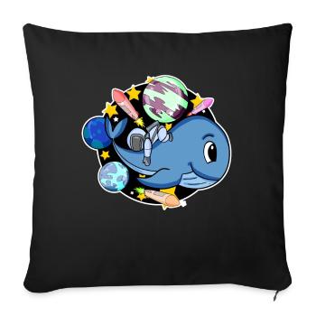 Astronaut in space with a whale - Sofa pillowcase 17,3'' x 17,3'' (45 x 45 cm) - black - Front