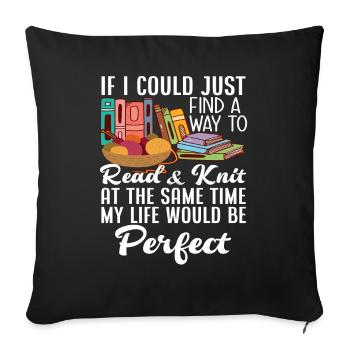 TricotEr des livres Lire Le ver de lecture - Housse de coussin décorative 45 x 45 cm - noir - Devant
