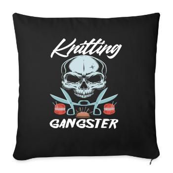 Knitting Wool Needles Hobby Knitter - Sofa pillowcase 17,3'' x 17,3'' (45 x 45 cm) - black - Front