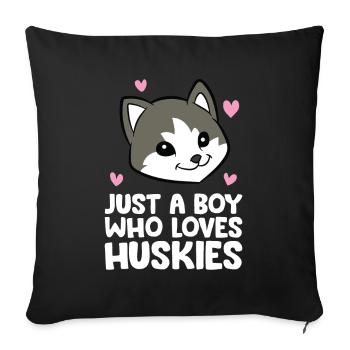 Chien Husky Sibérien Juste un garçon qui aime les Huskies - Housse de coussin décorative 45 x 45 cm - noir - Devant