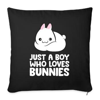 Juste un garçon qui aime les lapins - Housse de coussin décorative 45 x 45 cm - noir - Devant