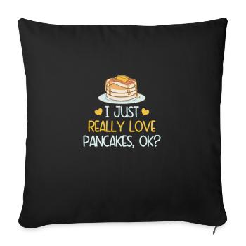 Pfannkuchen Liebhaber Geschenk Pfannkuchen Spruch - Sofakissenbezug 45 x 45 cm - Schwarz - Vorne