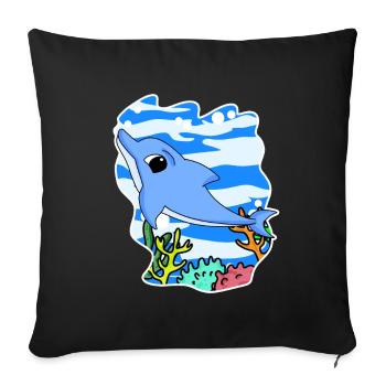 Dauphin - Mammifère Animal marin Environnement de conservation de la nature - Housse de coussin décorative 45 x 45 cm - noir - Devant