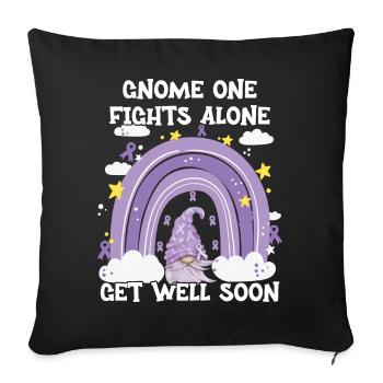 Gnome One Fights Alone Cancer Awareness - Sofa pillowcase 17,3'' x 17,3'' (45 x 45 cm) - black - Front