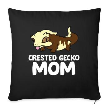 Kammgecko Mama Eidechse Reptil Mutter Kammgecko - Sofakissenbezug 45 x 45 cm - Schwarz - Vorne