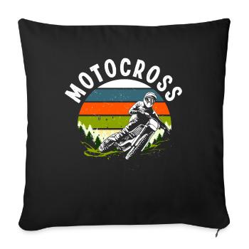 Retro Motocross - Sofa pillowcase 17,3'' x 17,3'' (45 x 45 cm) - black - Front