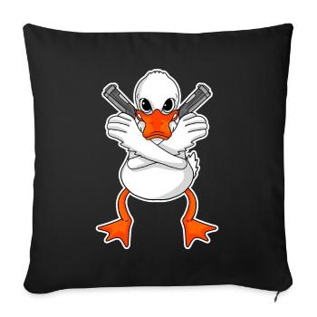 Duck with pistol - Sofa pillowcase 17,3'' x 17,3'' (45 x 45 cm) - black - Front
