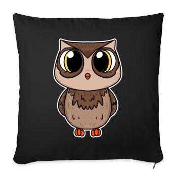Hibou - Housse de coussin décorative 45 x 45 cm - noir - Devant