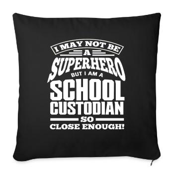 Super-héros concierge d’école - Housse de coussin décorative 45 x 45 cm - noir - Devant