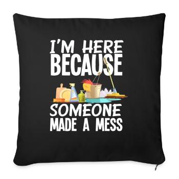 School caretaker cleaning cleansing power - Sofa pillowcase 17,3'' x 17,3'' (45 x 45 cm) - black - Front