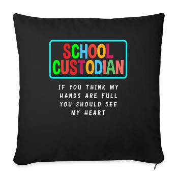 School Janitor Heart Profession Passion - Sofa pillowcase 17,3'' x 17,3'' (45 x 45 cm) - black - Front