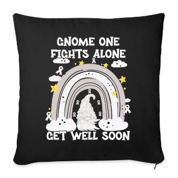 Gnome One Fights Alone Lung Cancer - Sofa pillowcase 17,3'' x 17,3'' (45 x 45 cm) - black - Front