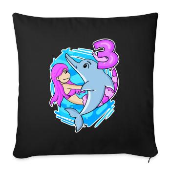 3. Geburtstag Mädchen 3 Jahre alt Meerjungfrau - Sofakissenbezug 45 x 45 cm - Schwarz - Vorne