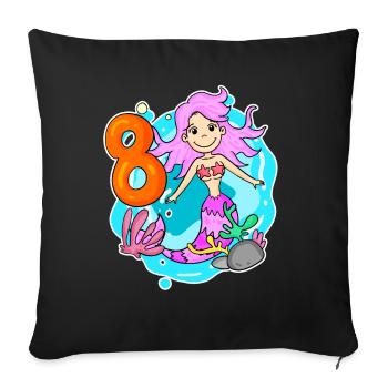 Fille de 8 ans sirène de 8 ans - Housse de coussin décorative 45 x 45 cm - noir - Devant