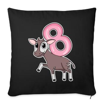 Girl 8 years old Okapi 8th birthday gift - Sofa pillowcase 17,3'' x 17,3'' (45 x 45 cm) - black - Front