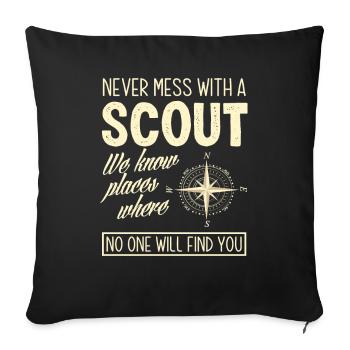 Scouts We know places - Sofa pillowcase 17,3'' x 17,3'' (45 x 45 cm) - black - Front