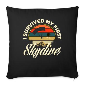 Premier saut en parachute parachutisme - Housse de coussin décorative 45 x 45 cm - noir - Devant
