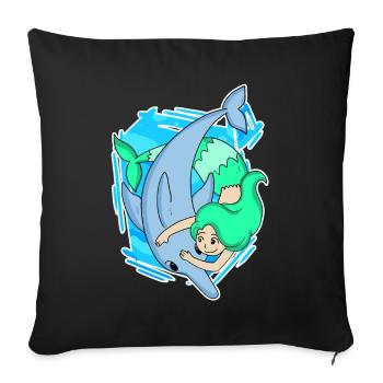 Dolphin Mermaid Girl Daughter Gift - Sofa pillowcase 17,3'' x 17,3'' (45 x 45 cm) - black - Front