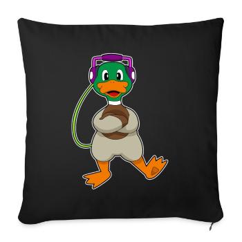 Musique de casque de canard - Housse de coussin décorative 45 x 45 cm - noir - Devant
