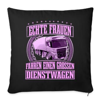LKW Fahrerin - Sofakissenbezug 45 x 45 cm - Schwarz - Vorne