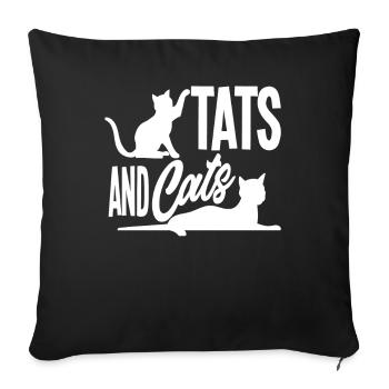 Tatouages Chats Animaux Tatoués - Housse de coussin décorative 45 x 45 cm - noir - Devant