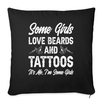 Tattoo Girl Loves Bearded Men - Sofa pillowcase 17,3'' x 17,3'' (45 x 45 cm) - black - Front