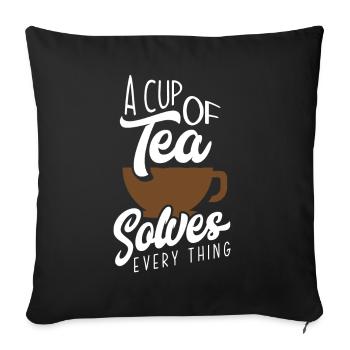Tasse de thé disant amateur de thé Buveur de thé - Housse de coussin décorative 45 x 45 cm - noir - Devant