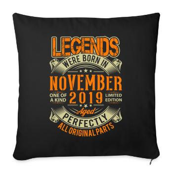 Légende de l’anniversaire de novembre 2019 - Housse de coussin décorative 45 x 45 cm - noir - Devant