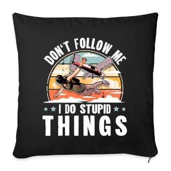 Parachute parachutiste parachutiste - Housse de coussin décorative 45 x 45 cm - noir - Devant