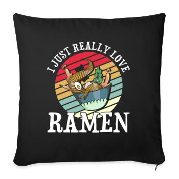 Ramen Noodle Lover Chopsticks Japanese Noodle - Sofa pillowcase 17,3'' x 17,3'' (45 x 45 cm) - black - Front