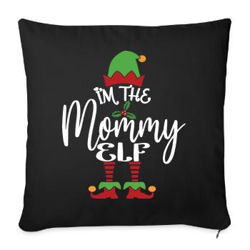 Maman Elfe Mignon Drôle Costume de Noël assorti - Housse de coussin décorative 45 x 45 cm - noir - Devant