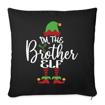 Frère Elfe Mignon Drôle Assorti Costume de Noël - Housse de coussin décorative 45 x 45 cm - noir - Devant