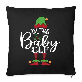 Bébé Elfe Mignon Drôle Costume de Noël assorti - Housse de coussin décorative 45 x 45 cm - noir - Devant