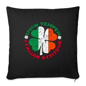 Irish Temper Italian Attitude Shirt Patrick’s Day - Housse de coussin décorative 45 x 45 cm - noir - Devant