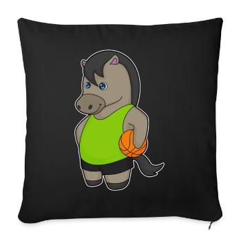 Joueur de basket-ball de cheval - Housse de coussin décorative 45 x 45 cm - noir - Devant