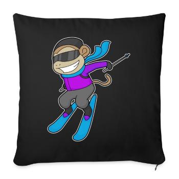 Affe Skifahrer Ski - Sofakissenbezug 45 x 45 cm - Schwarz - Vorne
