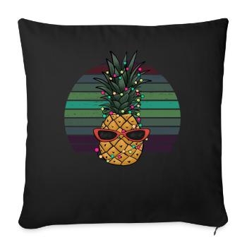 Retro Pineapple String of Lights Christmas Gift - Sofa pillowcase 17,3'' x 17,3'' (45 x 45 cm) - black - Front