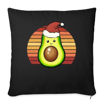 Avocado Christmas Hat Christmas Gift - Sofa pillowcase 17,3'' x 17,3'' (45 x 45 cm) - black - Front