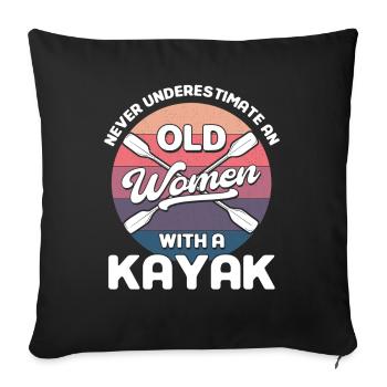 Kajak Kajakfahrer Kanu Outdoor Wasserkajak - Sofakissenbezug 45 x 45 cm - Schwarz - Vorne
