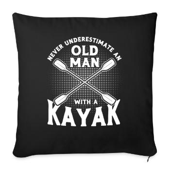 Kajak Kajakfahrer Kanu Outdoor Wasserkajak - Sofakissenbezug 45 x 45 cm - Schwarz - Vorne