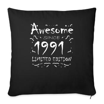 1991 - Born 1991 - Sofa pillowcase 17,3'' x 17,3'' (45 x 45 cm) - black - Front