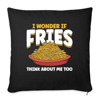 French fries Fast Food French fries - Sofa pillowcase 17,3'' x 17,3'' (45 x 45 cm) - black - Front