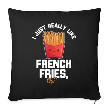 Français frites Restauration rapide Français frites - Housse de coussin décorative 45 x 45 cm - noir - Devant