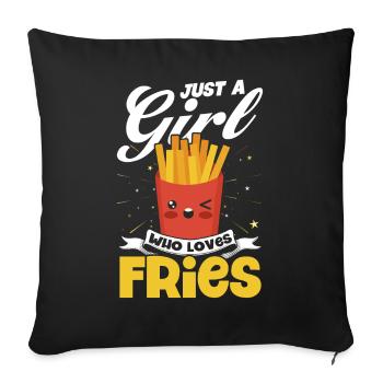 Français frites Restauration rapide Français frites - Housse de coussin décorative 45 x 45 cm - noir - Devant