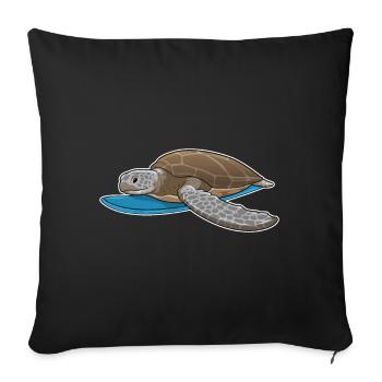 Été de surf de surf sur la tortue - Housse de coussin décorative 45 x 45 cm - noir - Devant