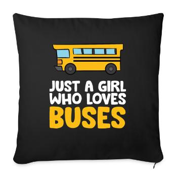 Nur ein Mädchen, das Busse liebt - Sofakissenbezug 45 x 45 cm - Schwarz - Vorne
