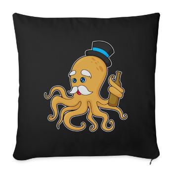 Krake Gentleman Zylinder - Sofakissenbezug 45 x 45 cm - Schwarz - Vorne