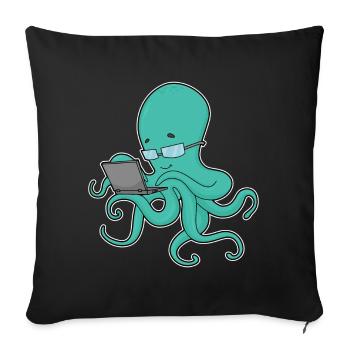 Krake Laptop - Sofakissenbezug 45 x 45 cm - Schwarz - Vorne